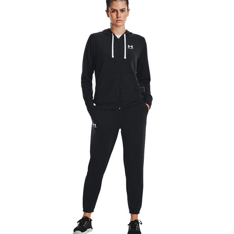 Under Armour - Donna Rivel Terry Fz Hoodie Black / White 001