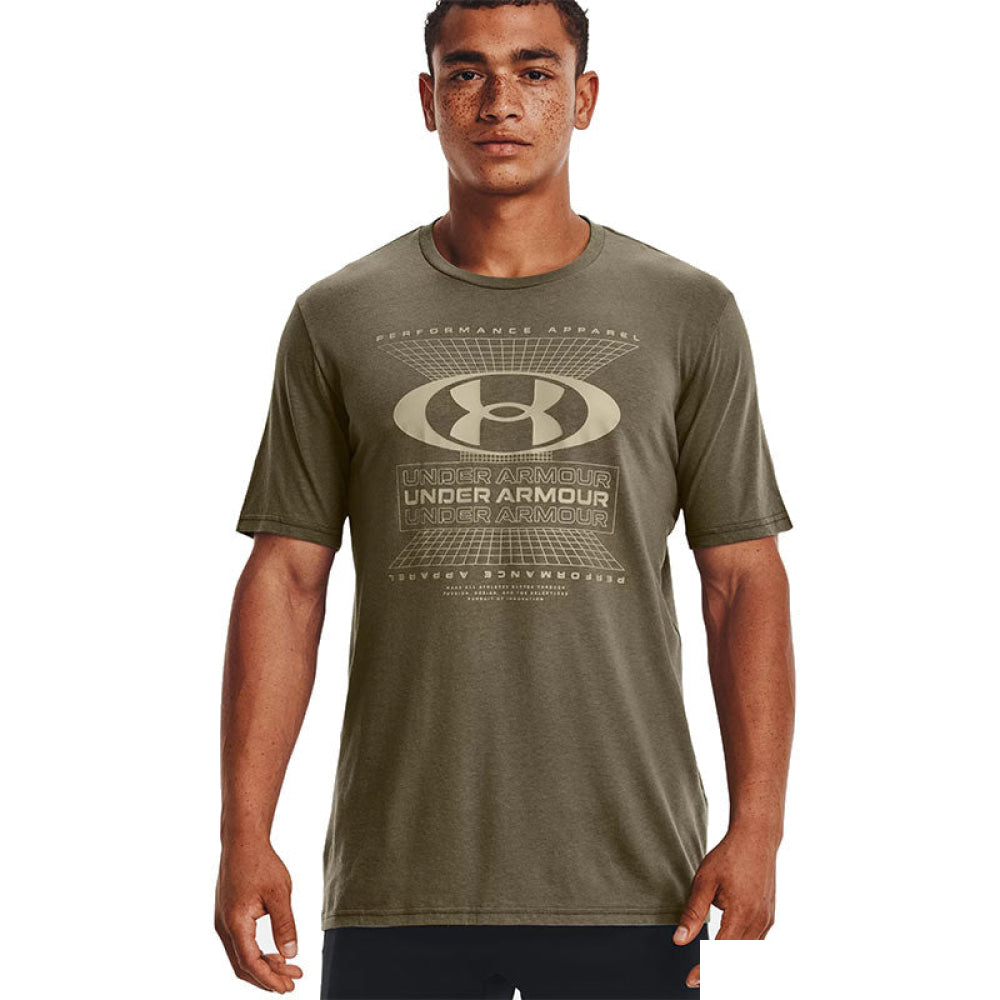 Under Armour - Uomo Ua Logo Grid Short Sleeve Tent / Khaki Gray