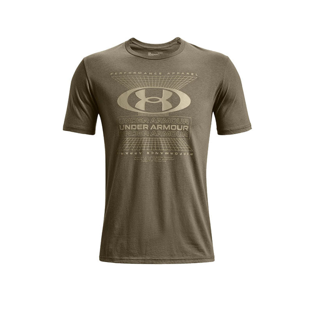 Under Armour - Uomo Ua Logo Grid Short Sleeve Tent / Khaki Gray Xs