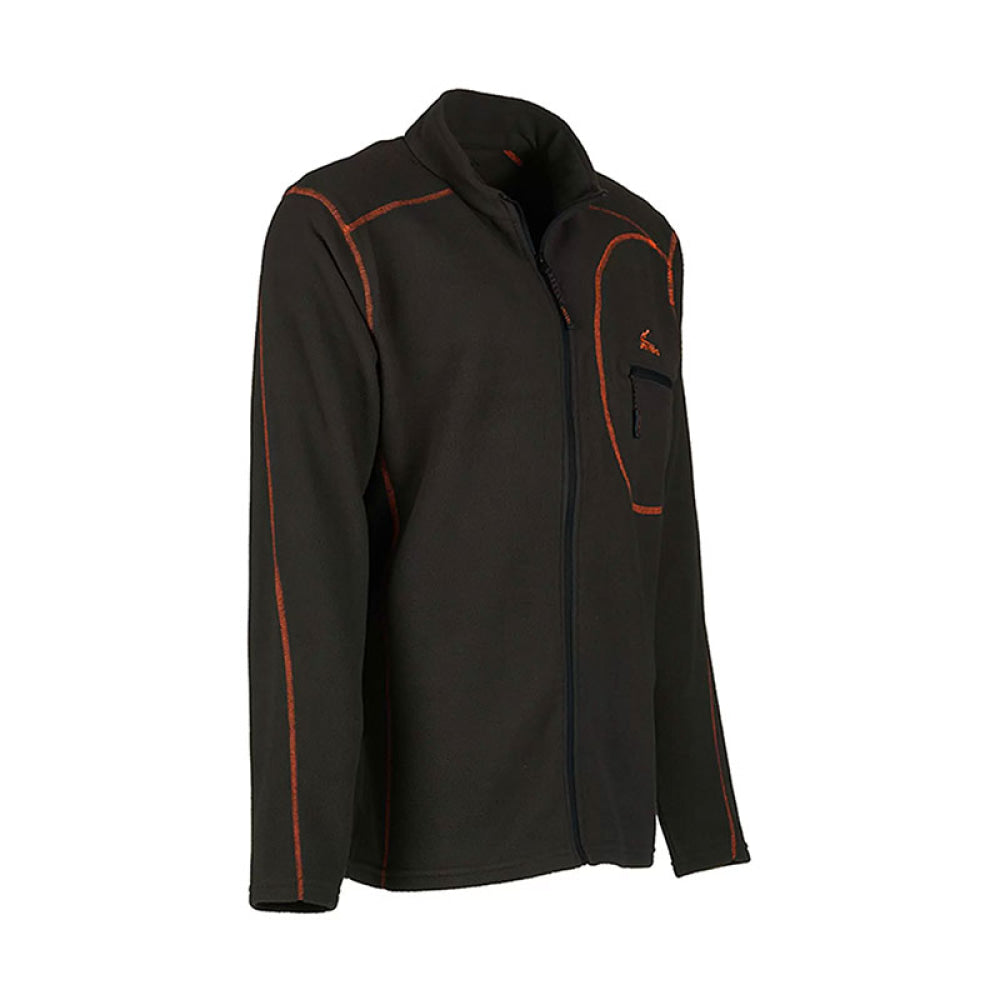 Univers - Cardigan Caccia In Pile Con Tasca Verde/Arancio