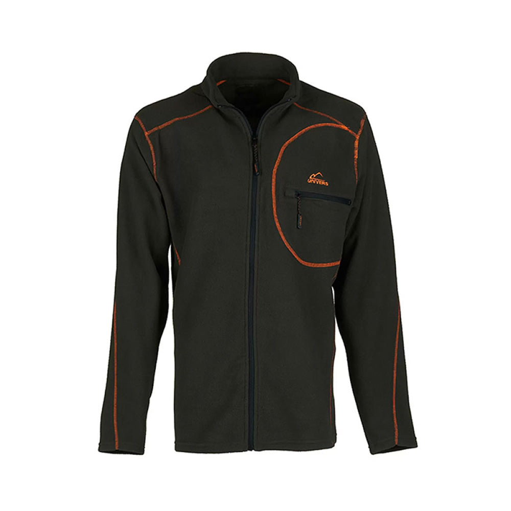 Univers - Cardigan Caccia In Pile Con Tasca Verde/Arancio S