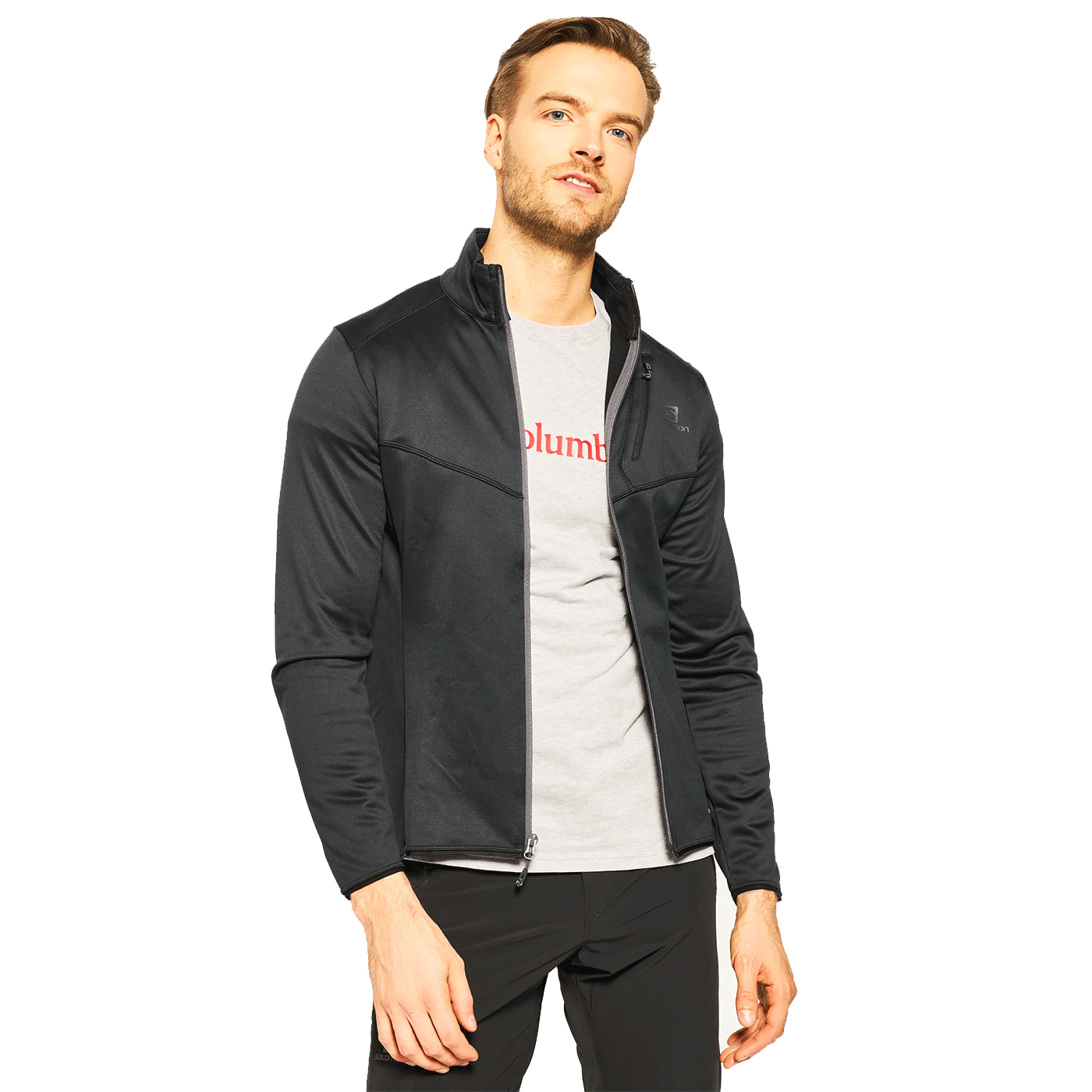 MAGLIA/PILE - SALOMON - UOMO - DISCOVERY FZ M Black MIDLAYER JACKET