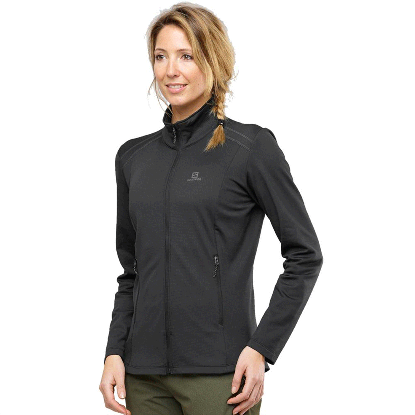 MAGLIA/PILE - SALOMON - DONNA - DISCOVERY LT FZ W Black MIDLAYER JACKET