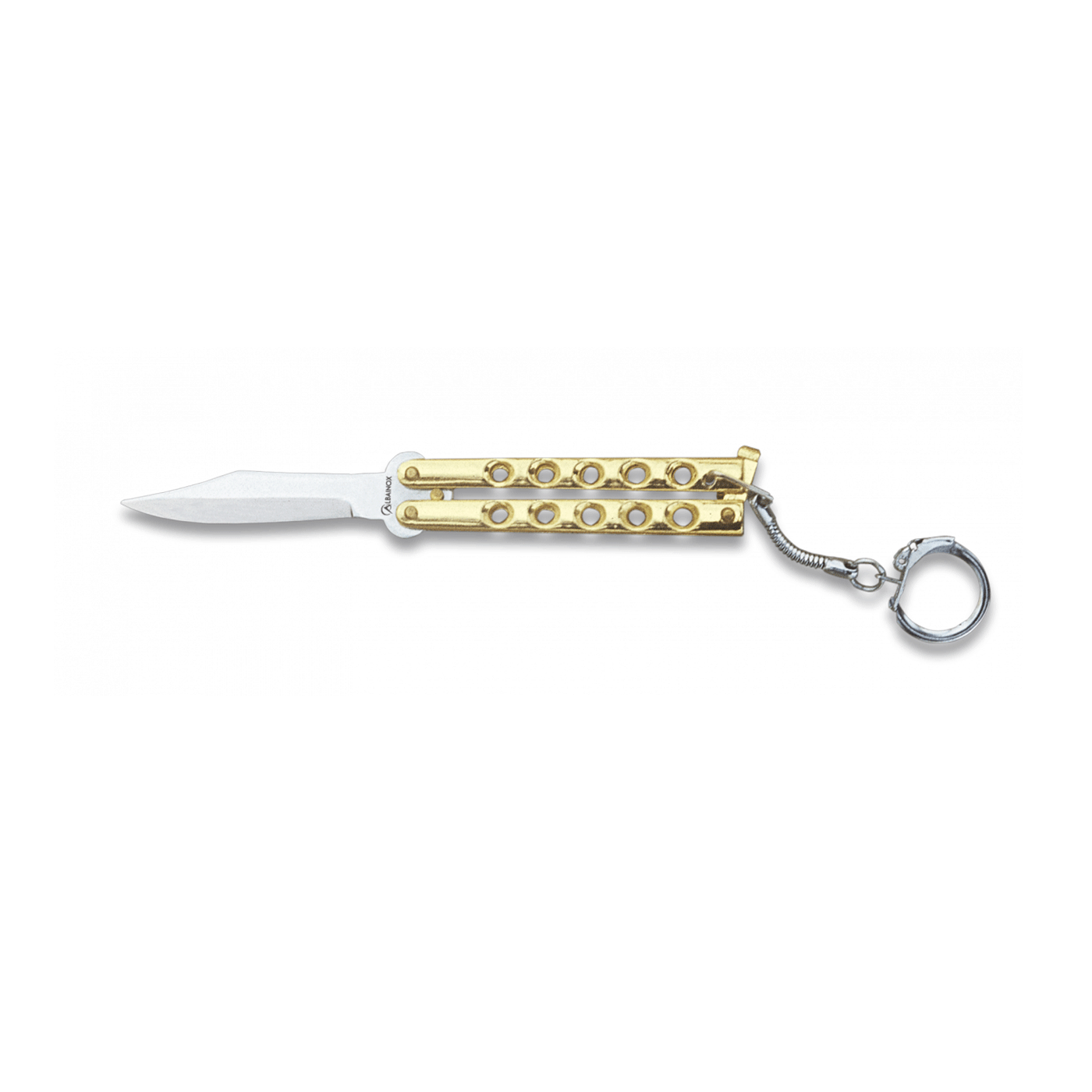 ALBAINOX - COLTELLO PORTACHIAVI BALISONG KEY-RING. Golden. 6 cm