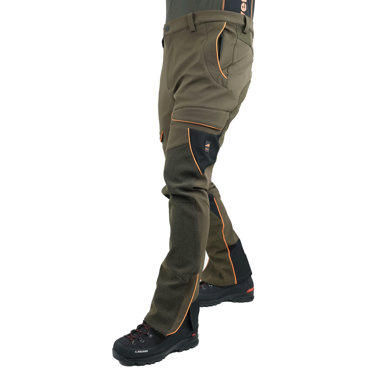 PANTALONE - MASSERIA - MICROFIBRA Olive / Orange Fluo