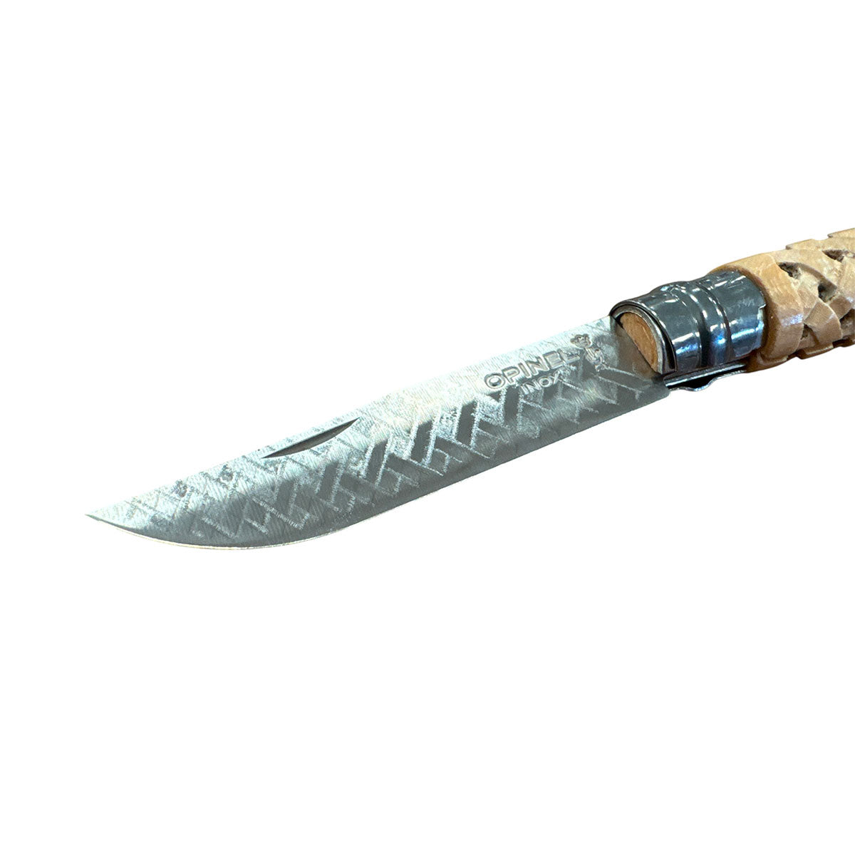 COLTELLO - OPINEL -  N.6 INOX REALIZZATO A MANO MAGLIA INTRECCIO ROMBI
