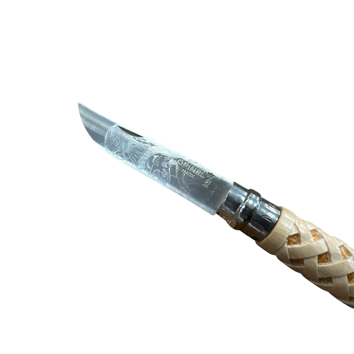 COLTELLO - OPINEL -  N.8 INOX REALIZZATO A MANO MAGLIA INTRECCIO ROMBI