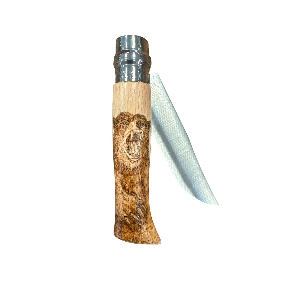 COLTELLO - OPINEL -  N.9 INOX REALIZZATO A MANO CON ORSO