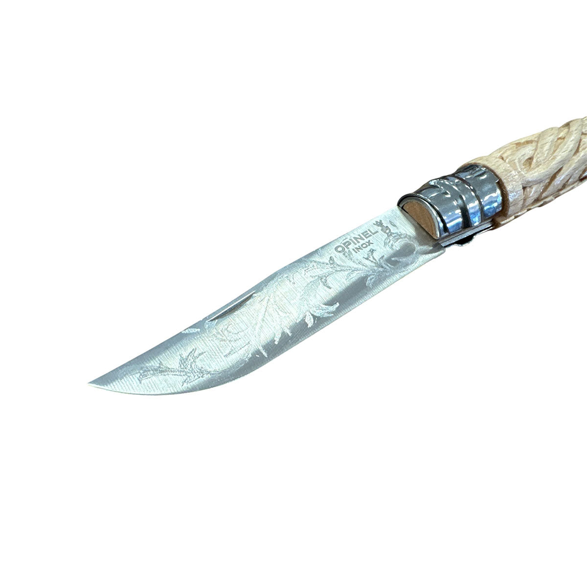 COLTELLO - OPINEL -  N.9 INOX REALIZZATO A MANO INTAGLIO AD INTRECCIO