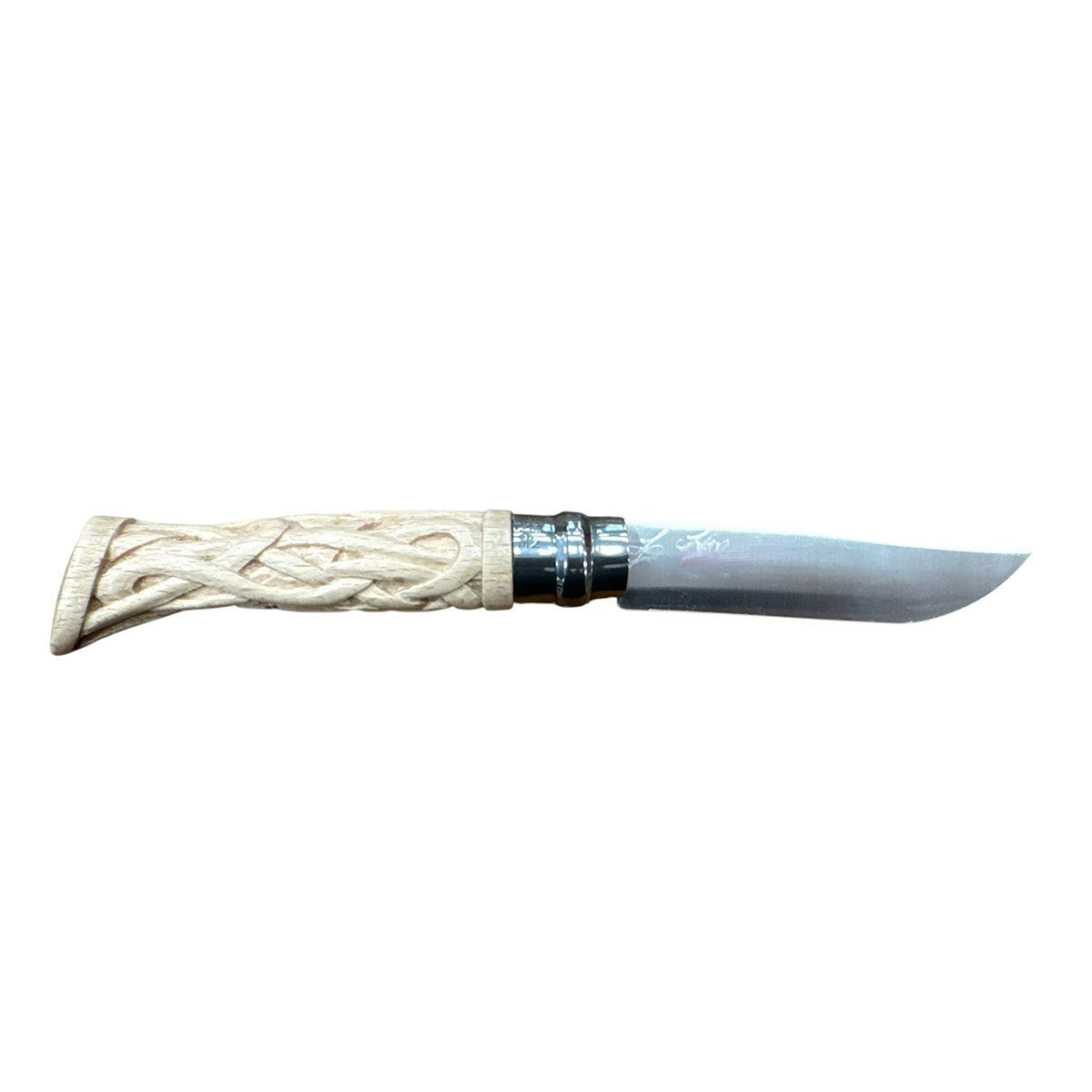 COLTELLO - OPINEL -  N.9 INOX REALIZZATO A MANO INTAGLIO AD INTRECCIO