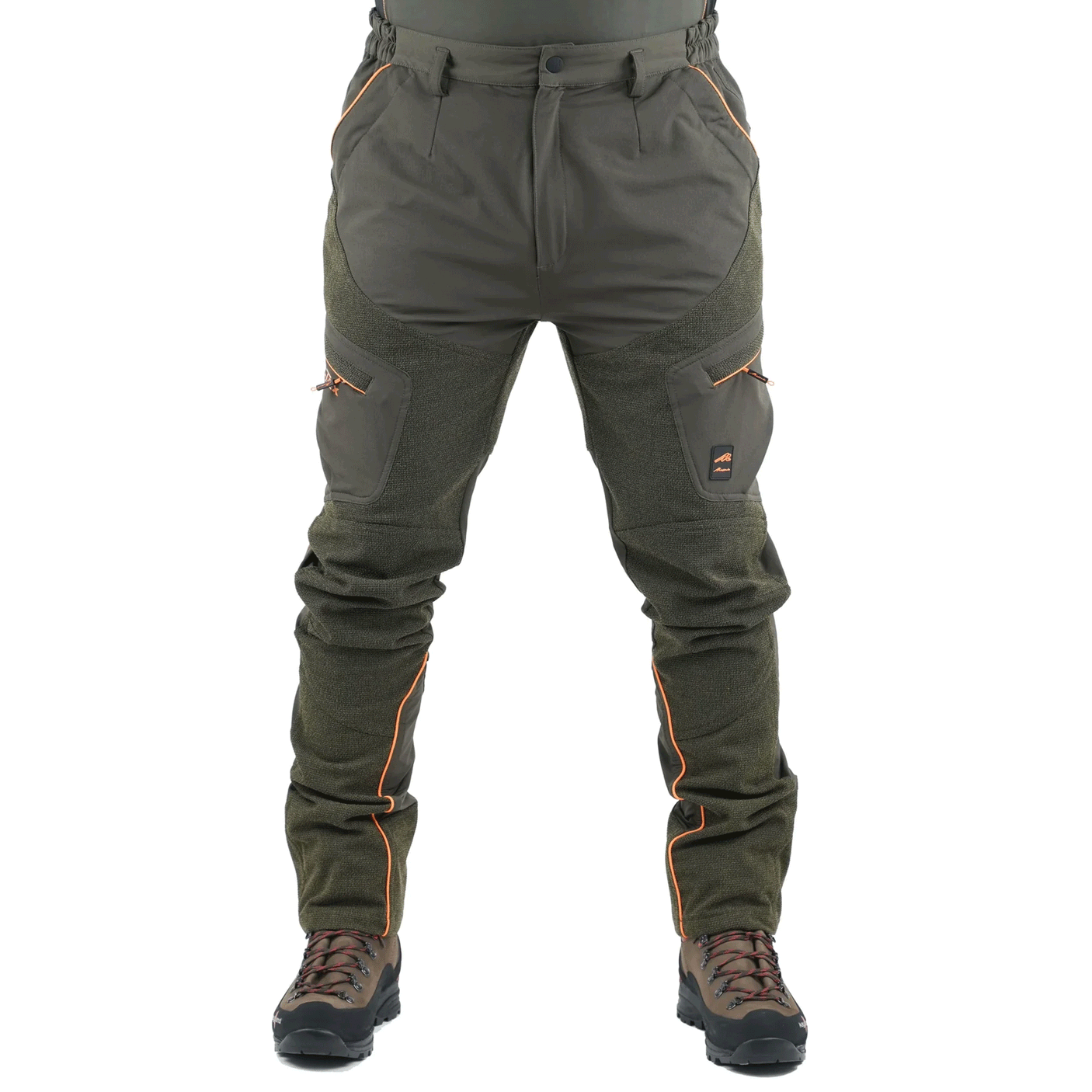 PANTS - MASSERIA - SPANDEX WITH REINFORCEMENTS Olive / Orange Fluo