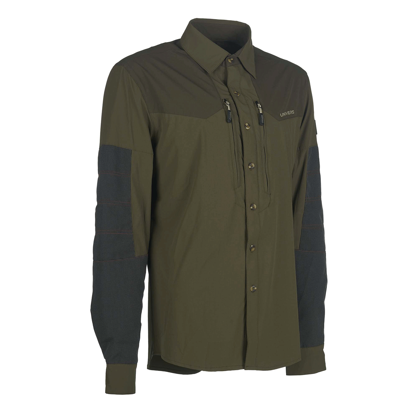 UNIVERS - CAMICIA CORTINA 4-WAY STRETCH VERDE CK-TEX