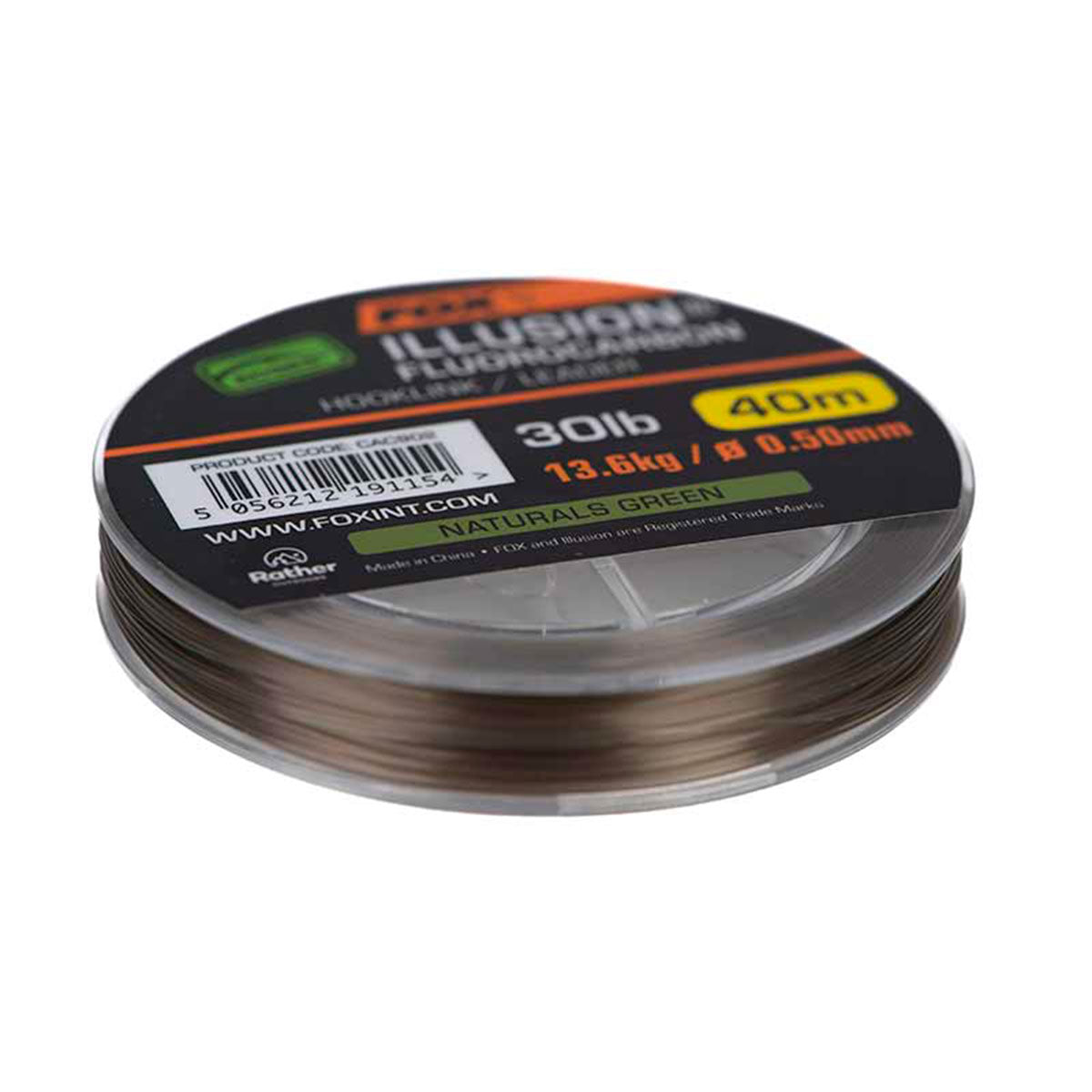 FOX - EDGES™ ILLUSION FLUOROCARBON HOOKLINK / LEADER 30lb | 40m | 13.6kg / ø0.50mm | NATURALS GREEN