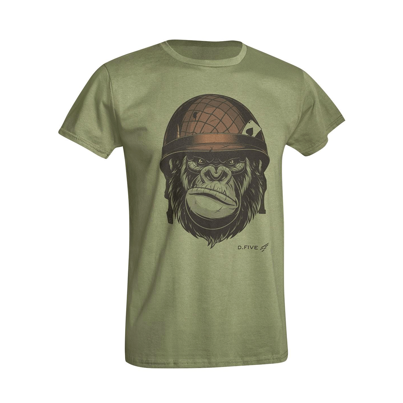 T-SHIRT - DEFCON 5 - FRONT CHEST MONKEY WITH HELMET OD Green