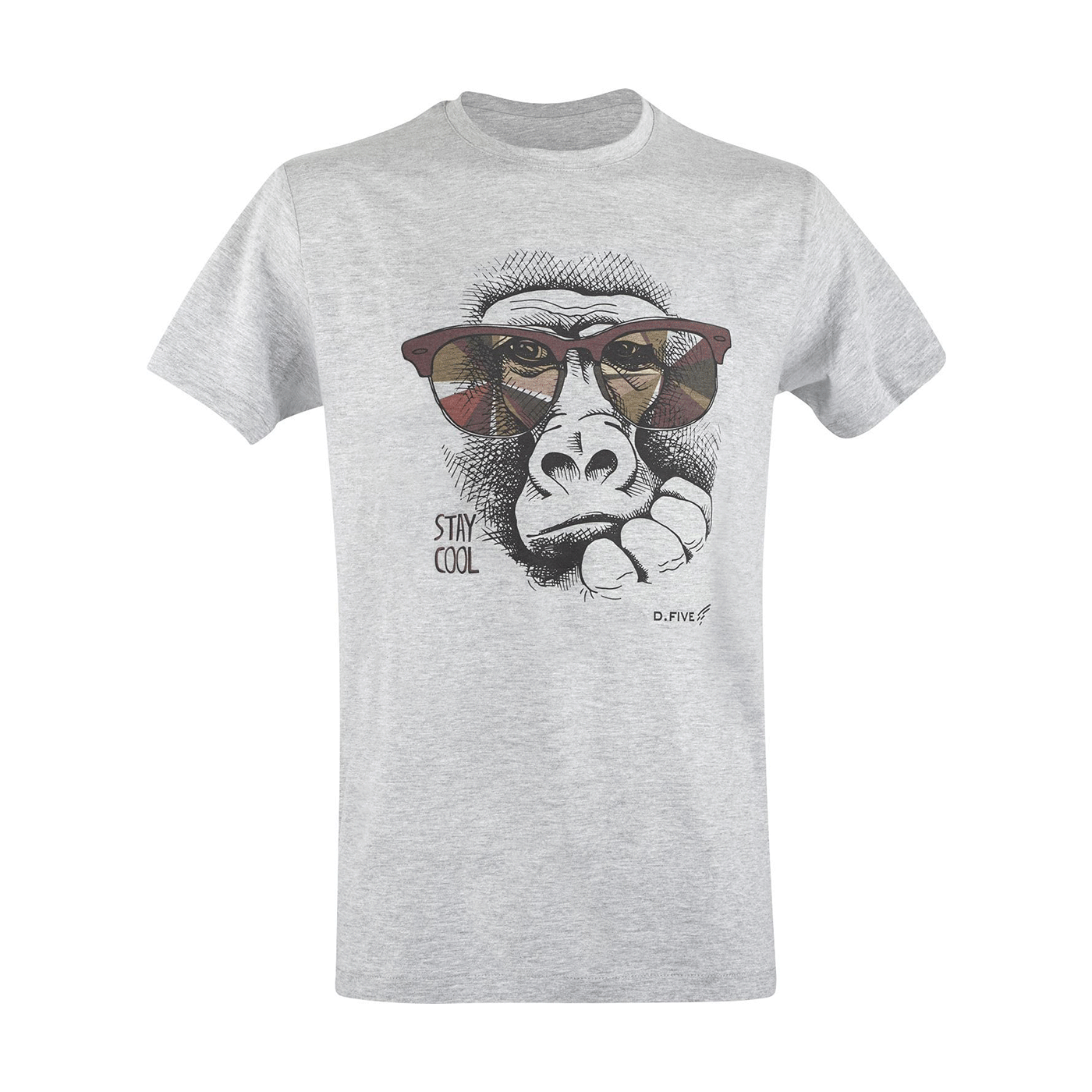T-SHIRT - DEFCON 5 - ORGANIC COTTON MONKEY WITH GLASSES Heather Grey