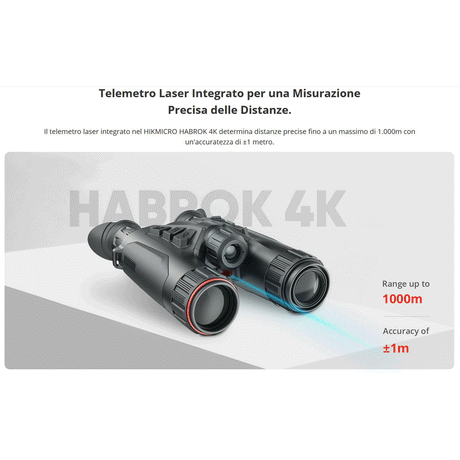 BINOCOLO TERMICO - HIKMICRO - HABROK THERMAL HE25L 4K Lente 25mm Torcia 850nm