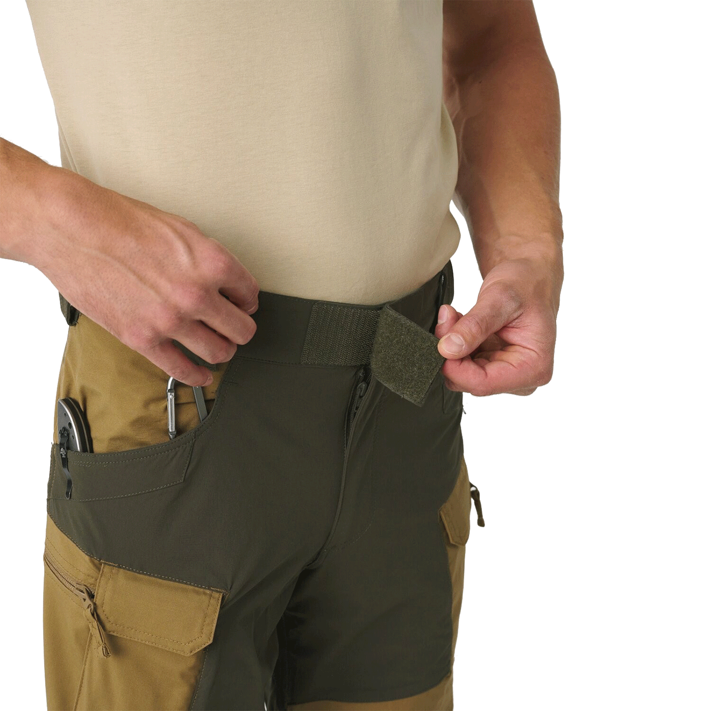 PANTS - MEN - HELIKON-TEX - HYBRID OUTBACK PANTS DuraCanvas/VersaStretch Coyote / Taiga Green A