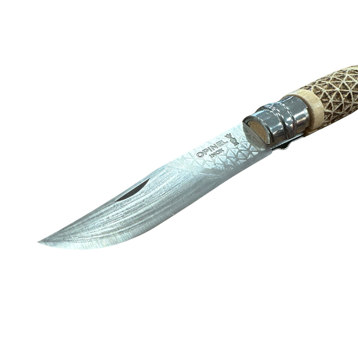 COLTELLO - OPINEL -  N.8 INOX REALIZZATO A MANO INTAGLIO DOPPIO + PIROGRAFIA