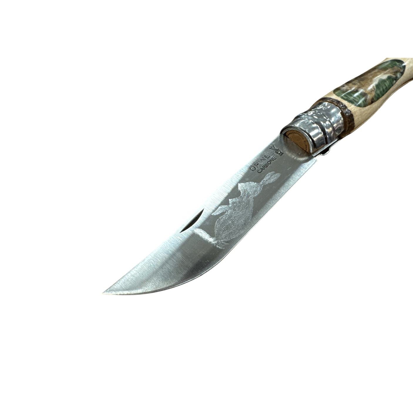 COLTELLO - OPINEL -  N.9 CARBONE REALIZZATO A MANO CON LEPRE