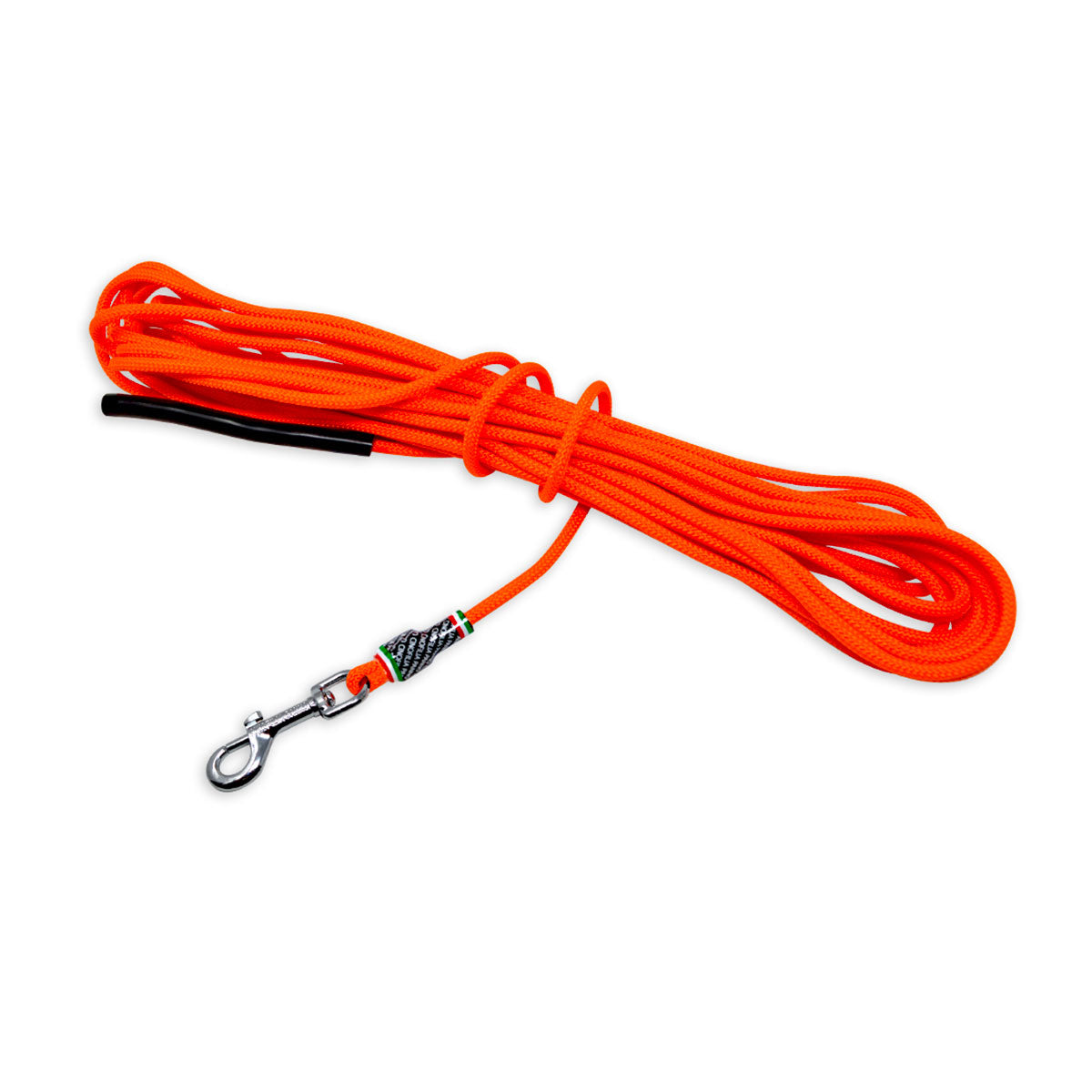 LUNGA IN CORDINO CON MOSCHETTONE 20cm Arancio Fluo