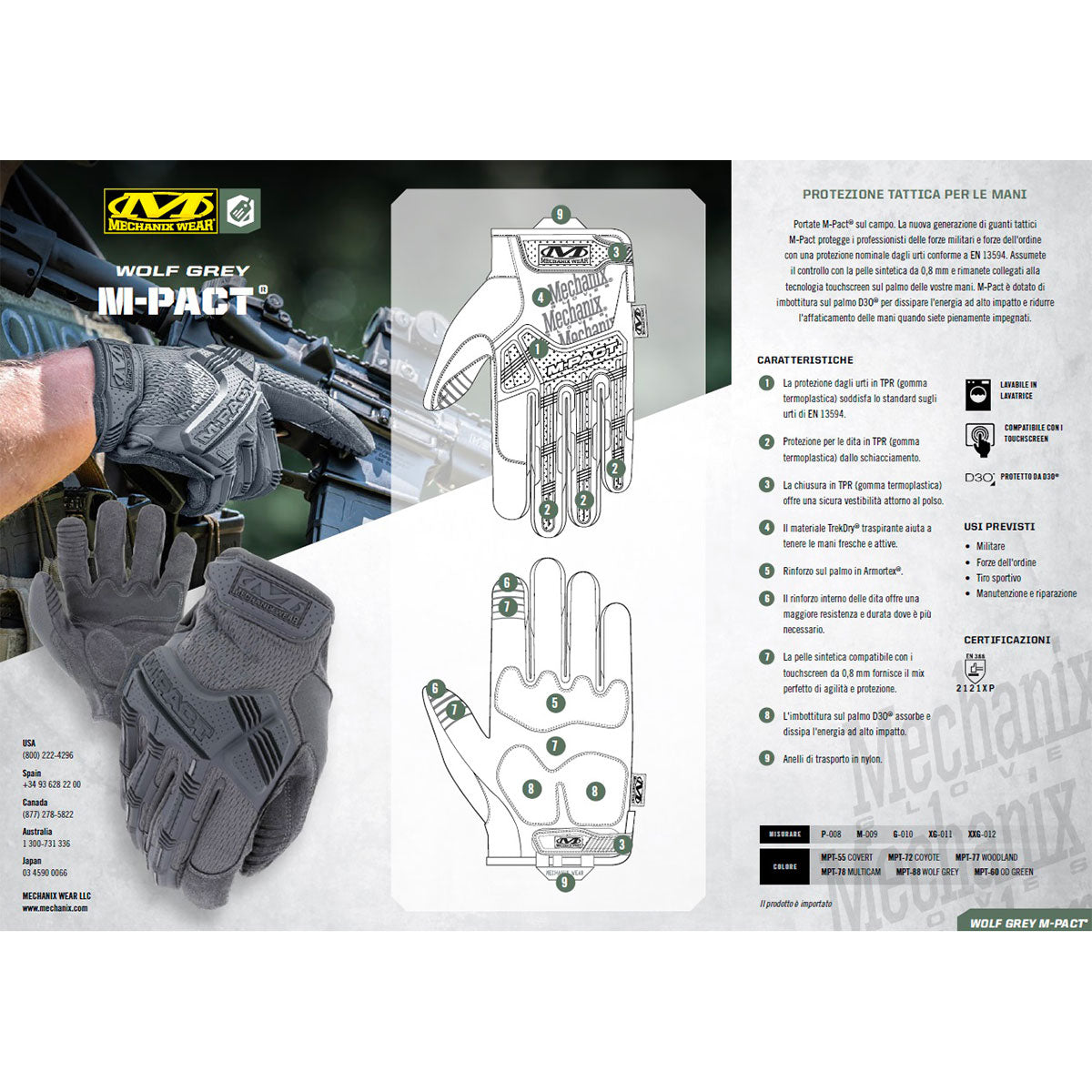 MECHANIX WEAR - M-PACT® IMPACT PROTECTION Wolf Grey