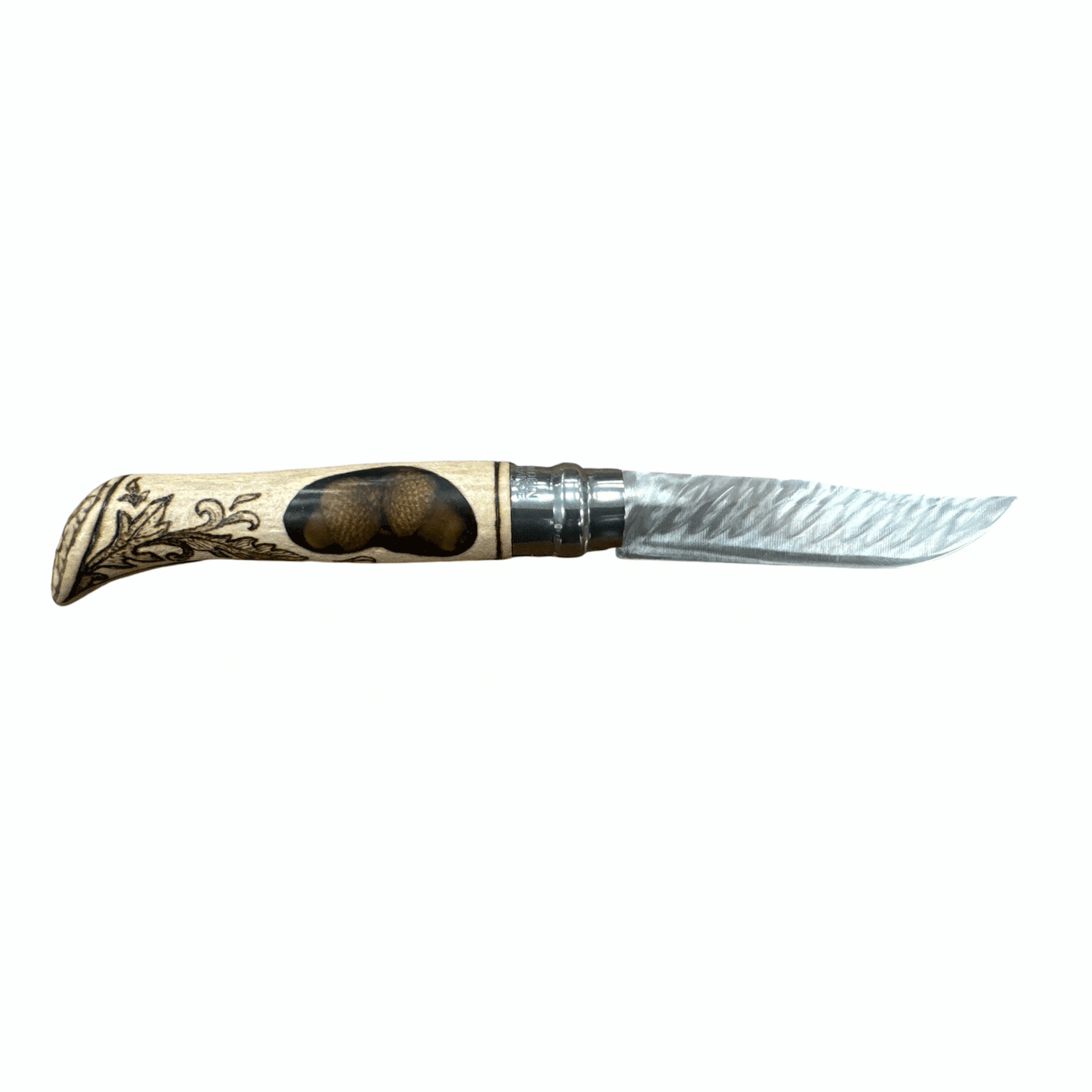 KNIFE - OPINEL - N.9 STAINLESS STEEL HAND MADE (BOAR + 2 ACORNS)