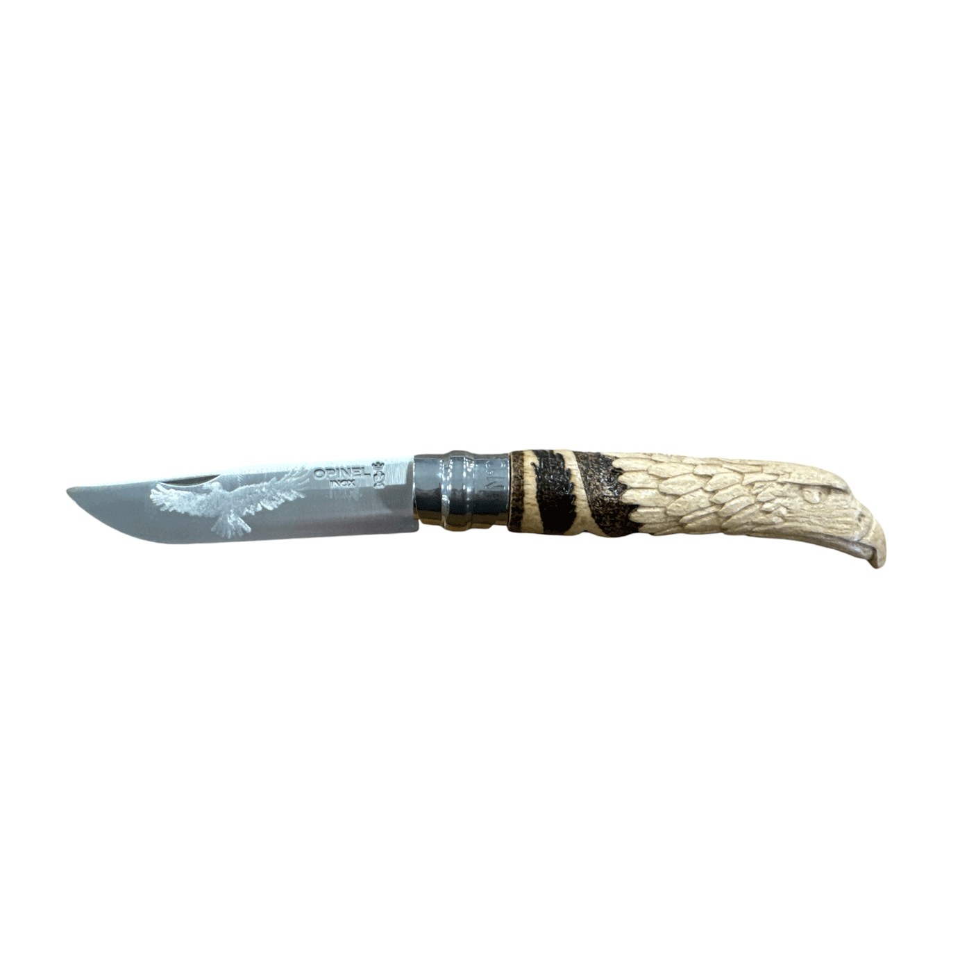 COLTELLO - OPINEL -  N.9 INOX REALIZZATO A MANO (AQUILA INTAGLIATA)