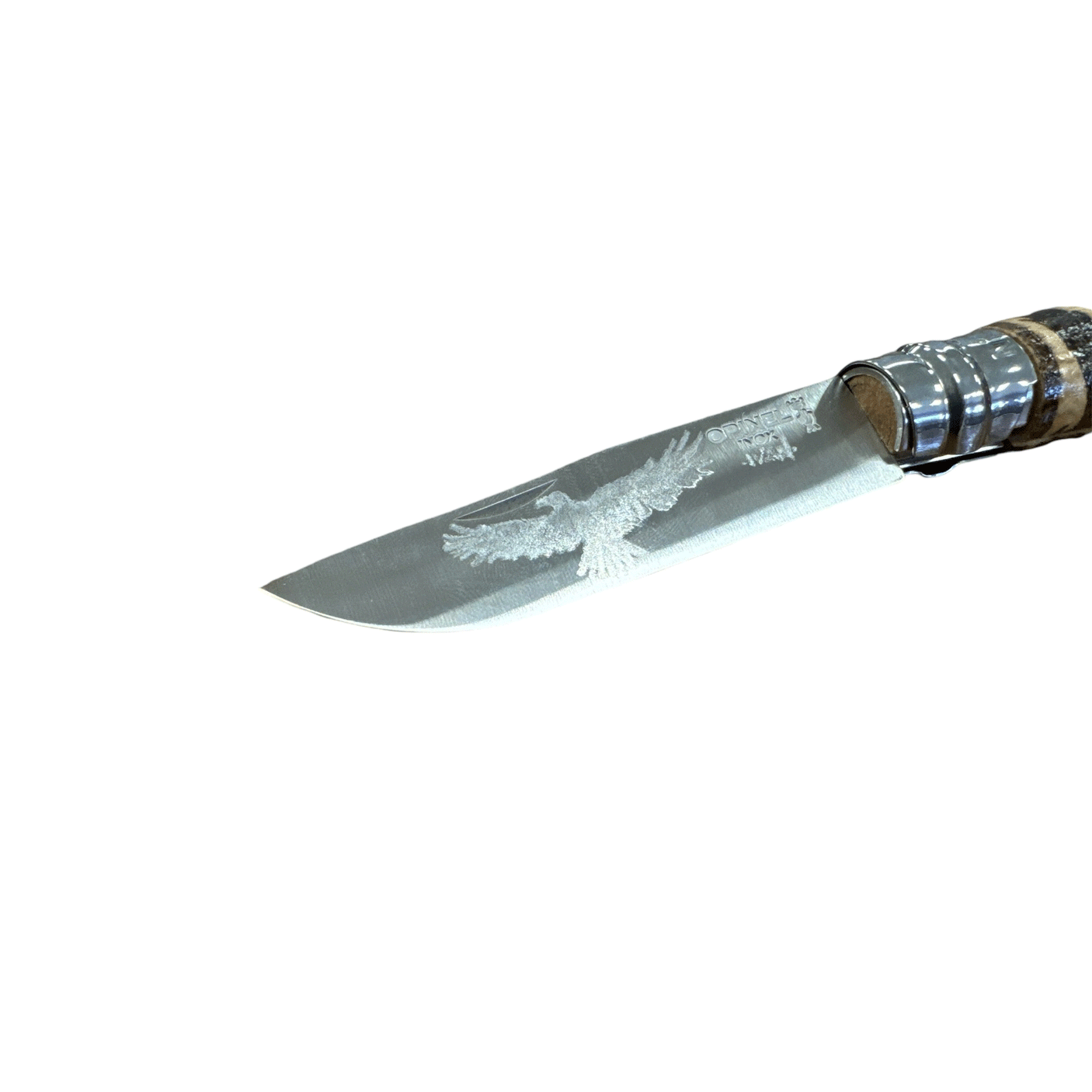 COLTELLO - OPINEL -  N.9 INOX REALIZZATO A MANO (AQUILA INTAGLIATA)