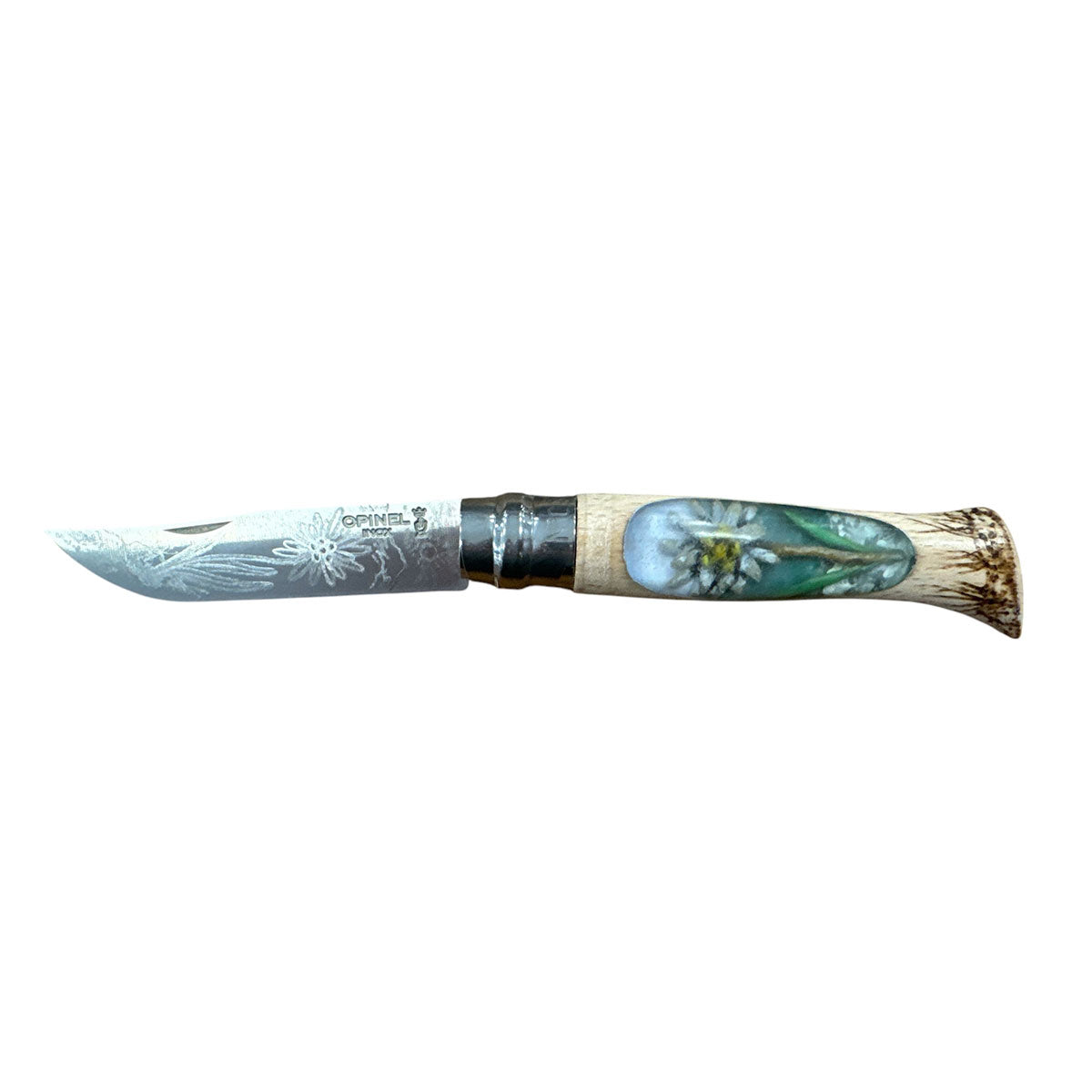 COLTELLO - OPINEL -  N.9 INOX REALIZZATO A MANO CON STELLA ALPINA