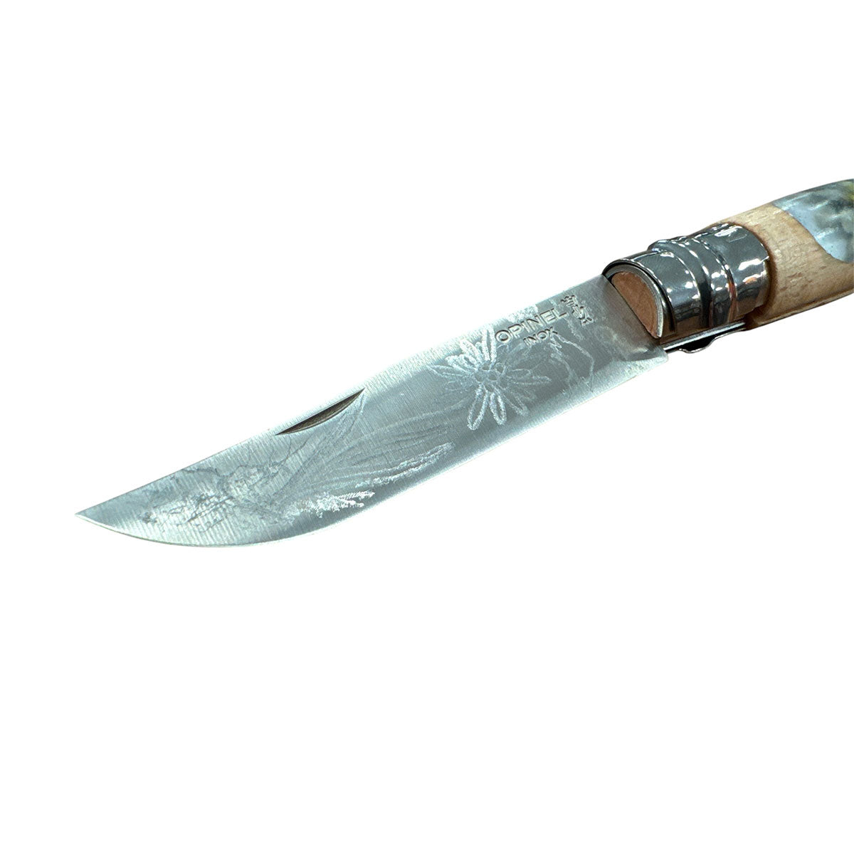 COLTELLO - OPINEL -  N.9 INOX REALIZZATO A MANO CON STELLA ALPINA
