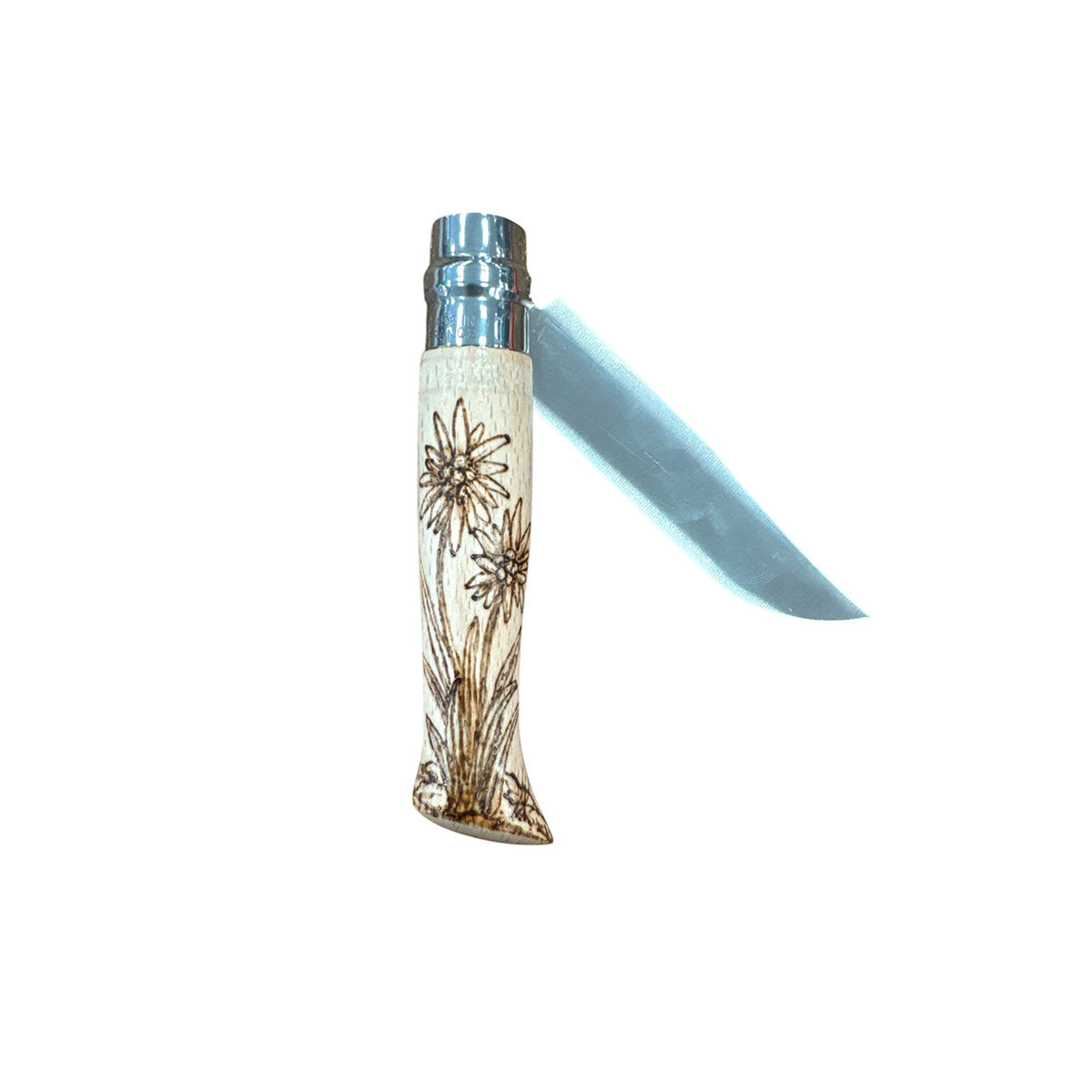 COLTELLO - OPINEL -  N.9 INOX REALIZZATO A MANO CON STELLA ALPINA
