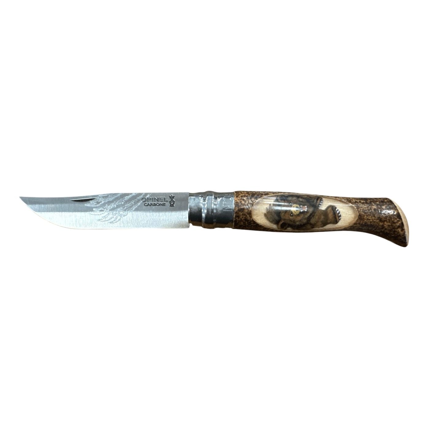 COLTELLO - OPINEL -  N.9 CARBONE REALIZZATO A MANO CON ORSO