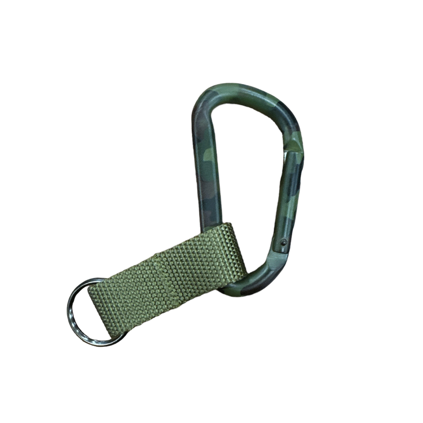 RAM SURVIVAL - ALUMINUM KEY RING CARABINER WITH STRAP Woodland