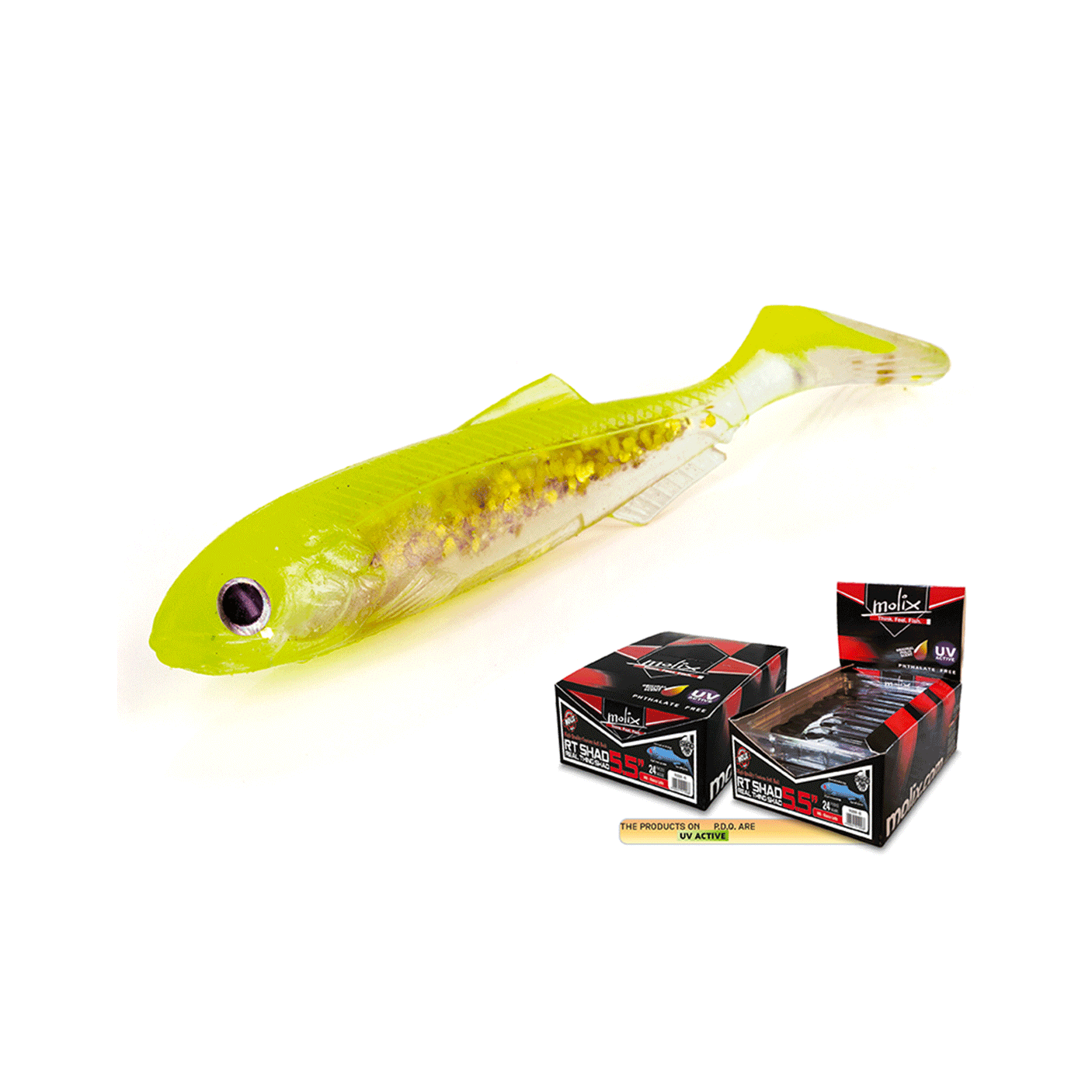 MOLIX - RT SHAD 5.5" #164 UV Yellow Back Gold Flake