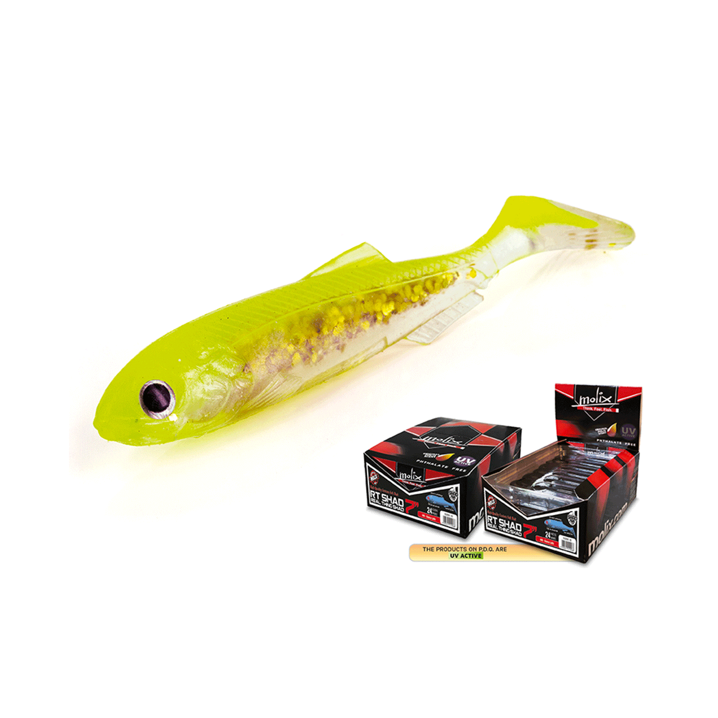 MOLIX - RT SHAD 7" #164 UV Yellow Back Gold Flake