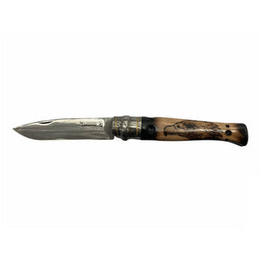 Coltello - Opinel N.8 Carbone Aquila Pirografata Realizzato A Mano