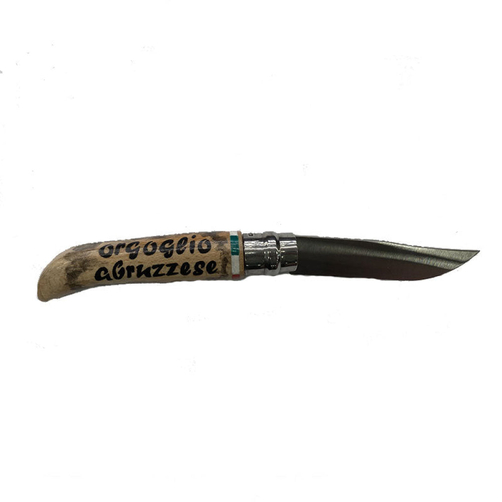 Coltello - Opinel N.9 Carbonio Con Disegno Pastore Abruzzese Realizzato A Mano