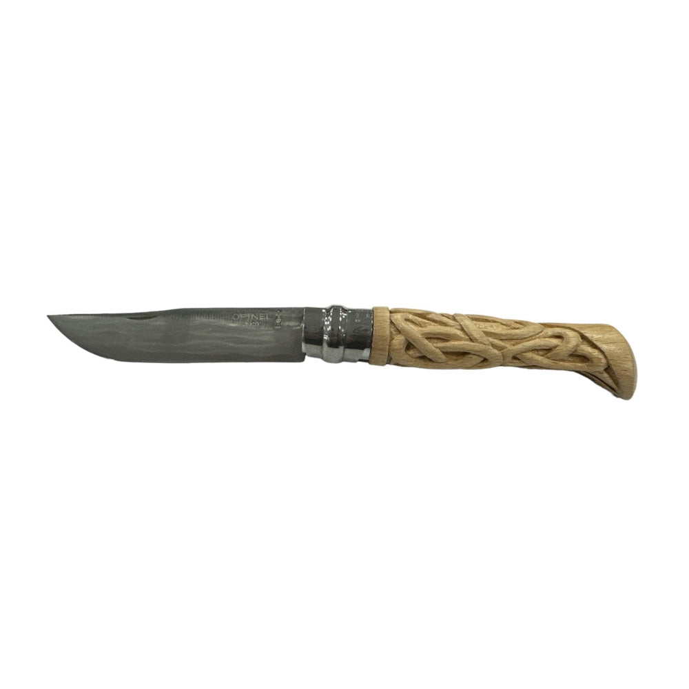 Coltello - Opinel N.9 Inox Intagliato E Realizzato A Mano