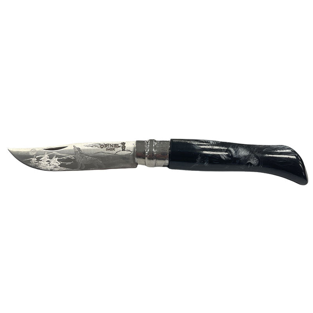 Coltello - Opinel N.9 Inox Realizzato A Mano Con Aerografo Scena Lupo