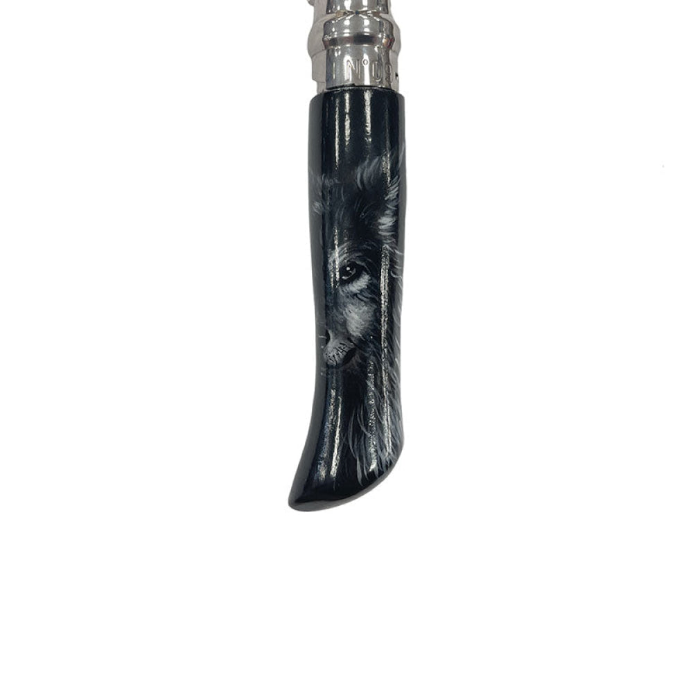 Coltello - Opinel N.9 Inox Realizzato A Mano Con Aerografo Scena Lupo