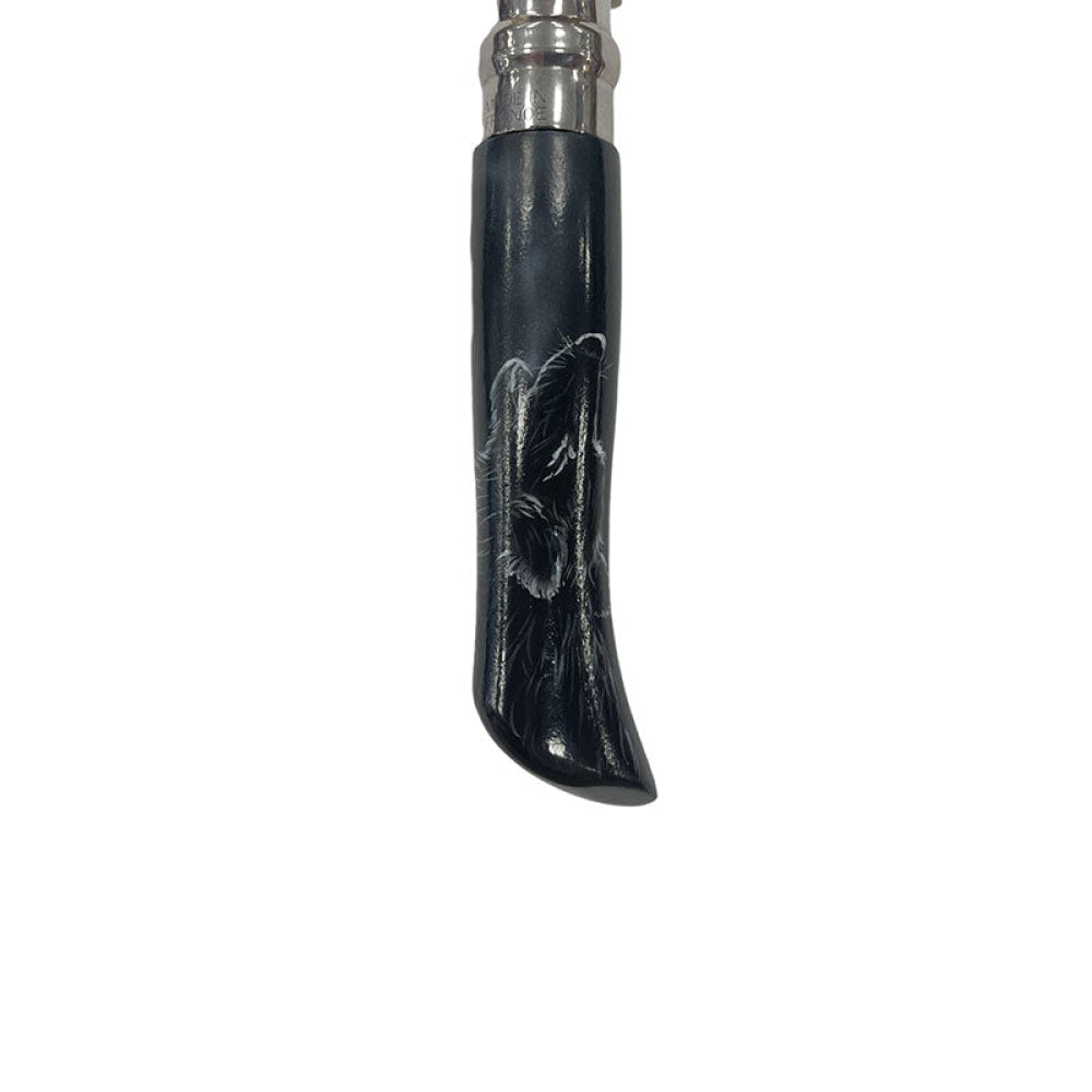 Coltello - Opinel N.9 Inox Realizzato A Mano Con Aerografo Scena Lupo