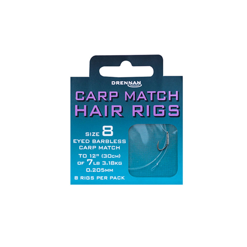 Drennan - Carp Match Hair Rigs Size 8 To 12’ (30Cm) Of 7Lb 0-205Mm