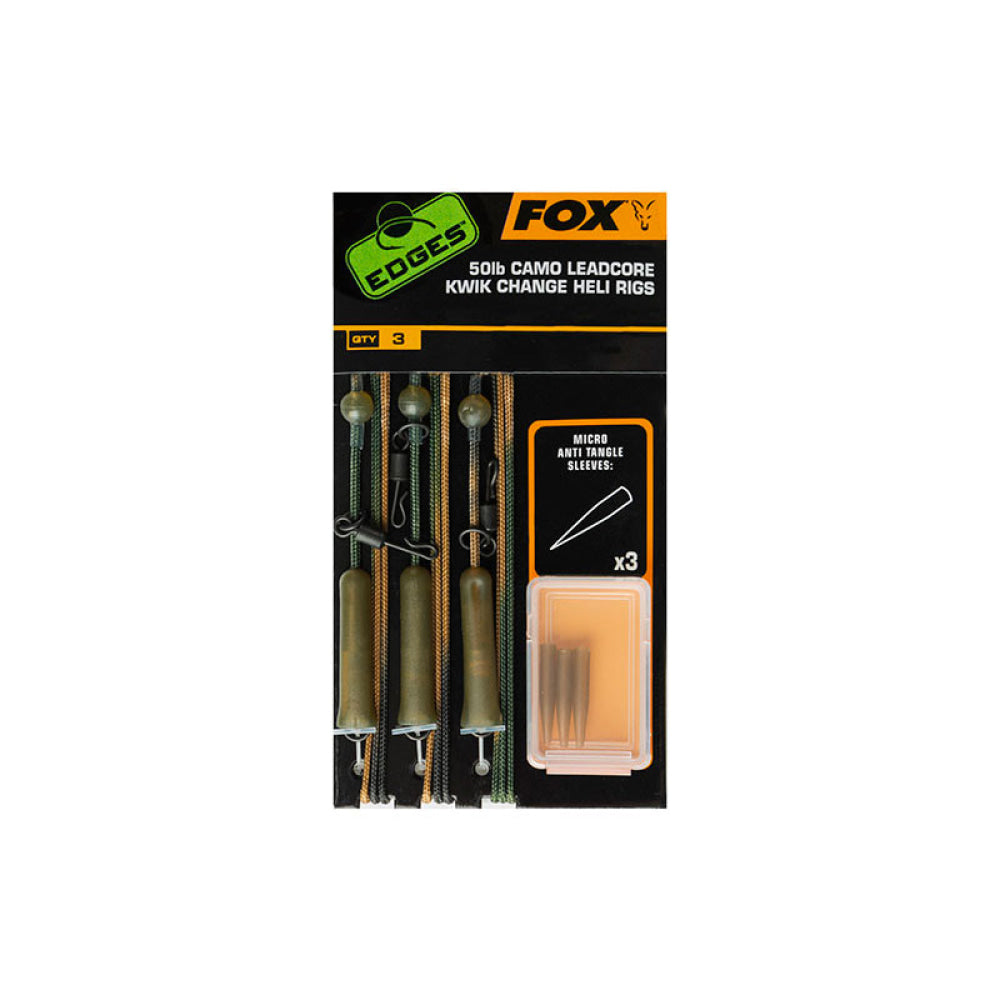 Fox - Edges™ 50Lb Camo Leadcore Kwik Change Heli Rigs