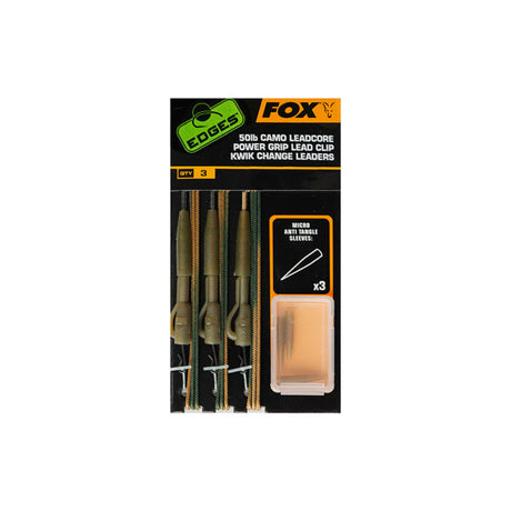 Fox - Edges™ 50Lb Camo Leadcore Power Grip Lead Clip Kwik Change Leaders (3Pz)