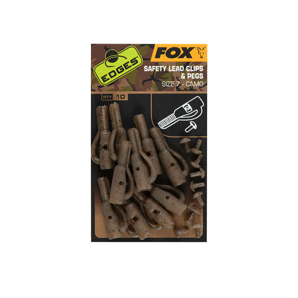 Fox - Edges™ Safety Lead Clips & Pegs Size 7 Camo (10Pz)