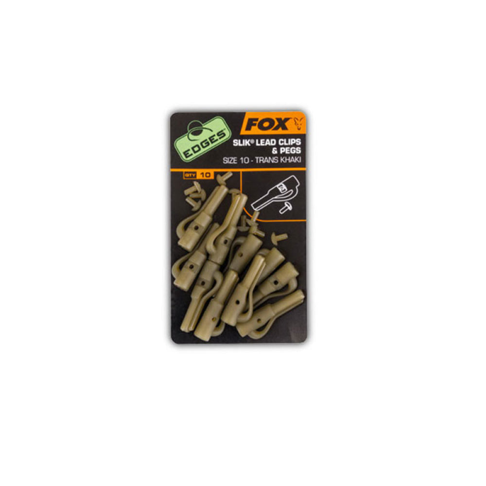 Fox - Edges™ Slik® Lead Clip + Pegs Size 10 Khaki (10Pz)