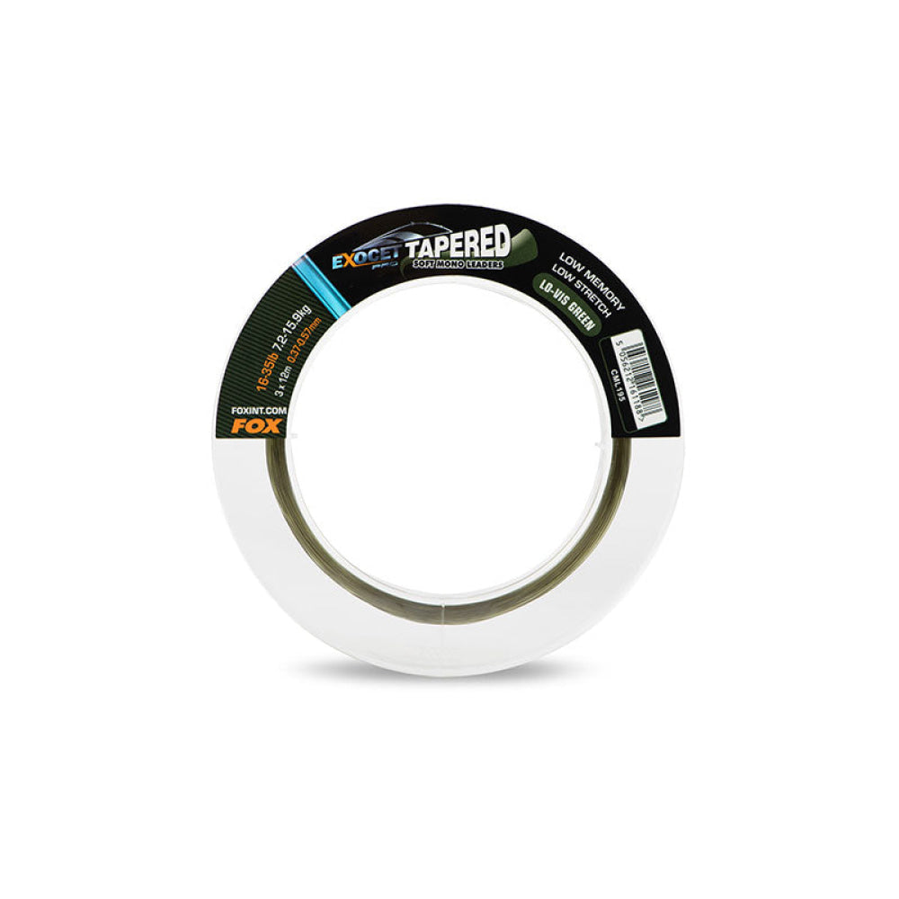 Fox - Exocet Pro Tapered Soft Mono Leaders 16-35Lb / 7.2-15.9Kg 3X12 0.37-0.57Mm Lo-Vis Green