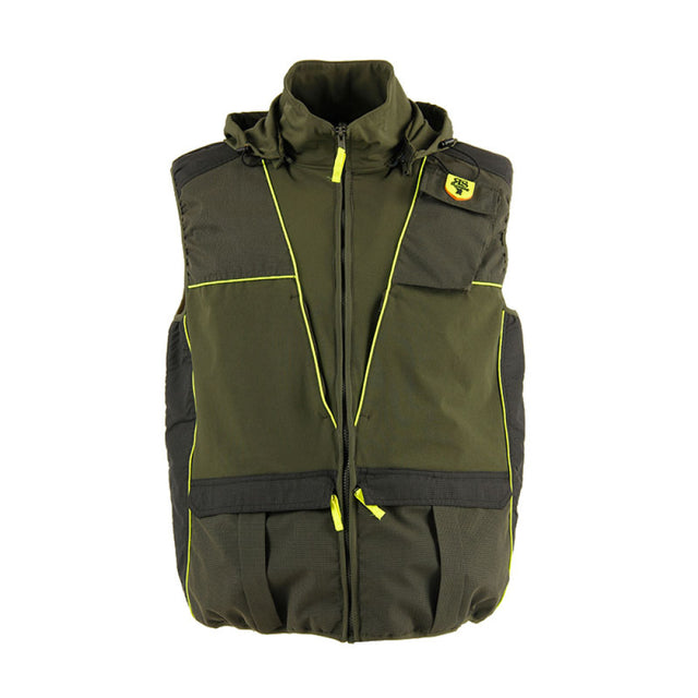 Gilet - Rs Hunting Lv950 Verde Con Riporti Giallo Fluo Cappuccio 3Xl