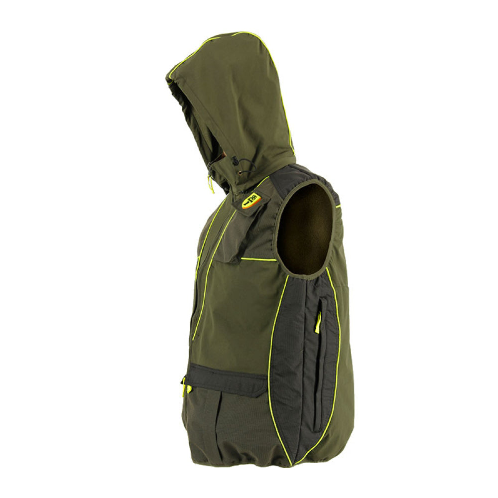 Gilet - Rs Hunting Lv950 Verde Con Riporti Giallo Fluo Cappuccio