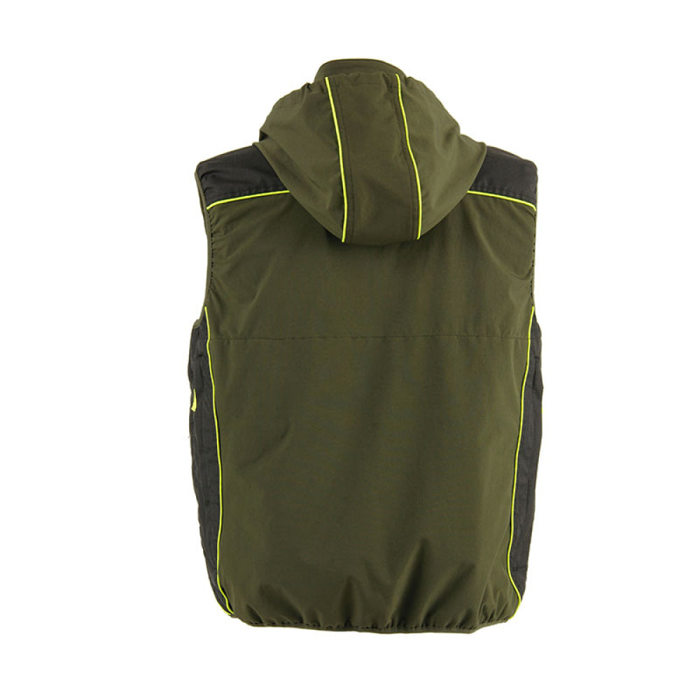 Gilet - Rs Hunting Lv950 Verde Con Riporti Giallo Fluo Cappuccio